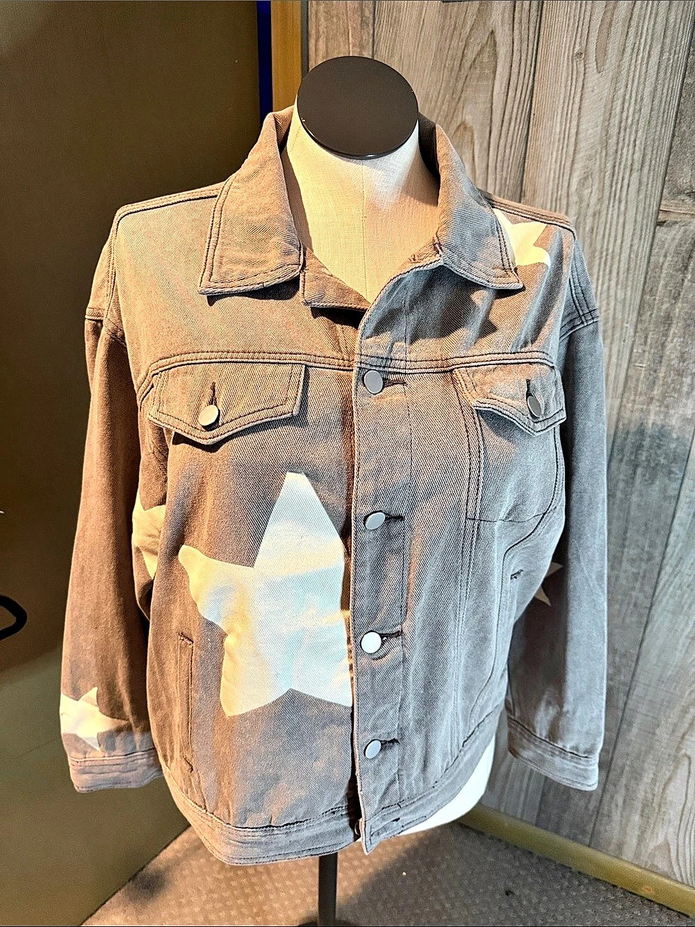 POL Star Denim Jacket Gray & White Size Small Like New